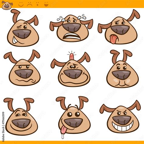 dog emoticons cartoon illustration set Stock Vector | Adobe Stock