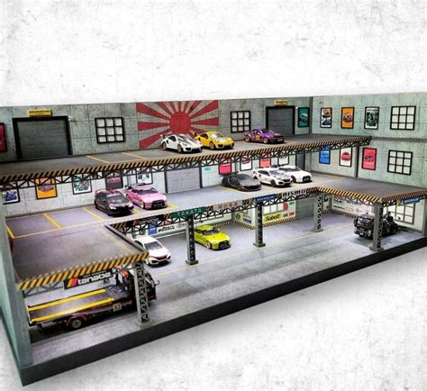 1/64 diorama base Parking Lot garage with Led, Hobbies & Toys, Toys ...