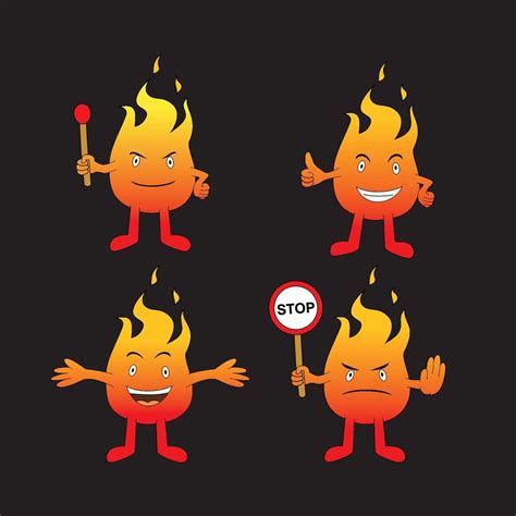 cute fire character design. red heat cartoon vector illustration ...