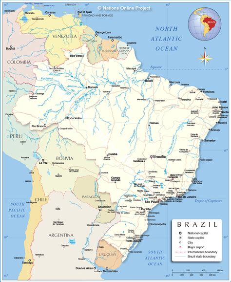 Detailed Map of Brazil - Nations Online Project