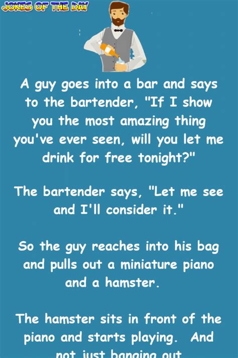 Funny Bar Joke: The bartender is impressed and gives the man free ...