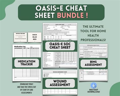 OASIS-E Cheat Sheet Ultimate Bundle, Start of Care Template, BIMS ...