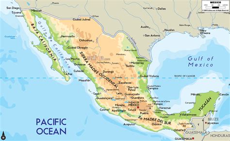 Physical and Geographical Map of Mexico - Ezilon Maps