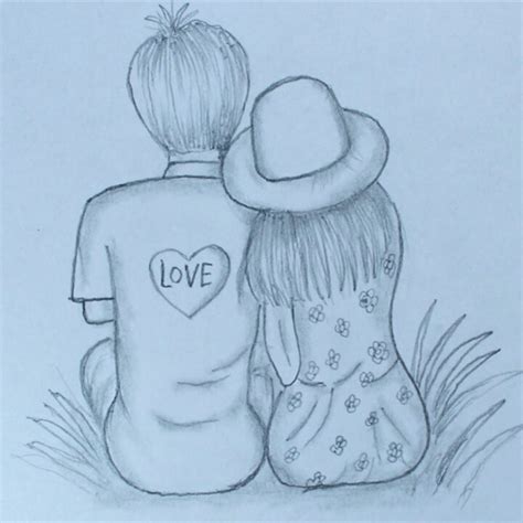 Girlfriend and boyfriend drawing sitting on the landscape how to draw a ...