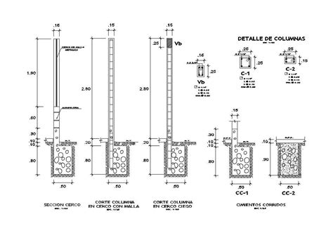 Close Detail In Concrete Posts Drawing In Dwg Autocad File Cadbull ...