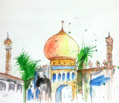 mosque, masjid, mazaar, abstract, islamic,amina, paintings | Painting ...