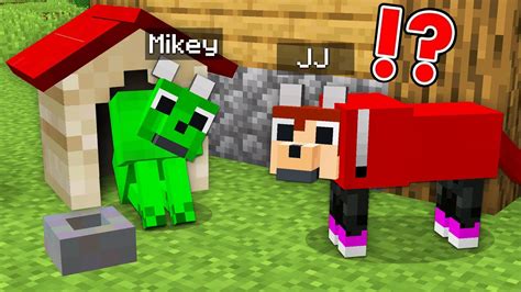 How Baby Mikey & JJ Shapeshift to DOGS in Minecraft challenge WOLF ...