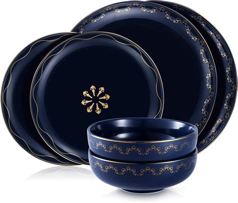 Amazon.co.jp: M-MAX Dinnerware set オシャレ ペア 食器セット ブル- ディナープレート デザート皿 ボウル ...