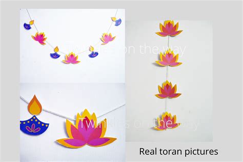 Diwali Toran Printable DIY Activity of Lotus and Diya Designs - Etsy