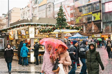 Prague, December 24, 2016: Wenceslas Square on Christmas Day. Christmas ...