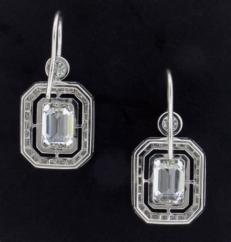 Emerald Cut Diamond Earrings in Platinum at 1stDibs