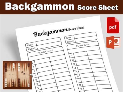 Backgammon Score Sheet Printable PDF editable Source File - Etsy Hong Kong