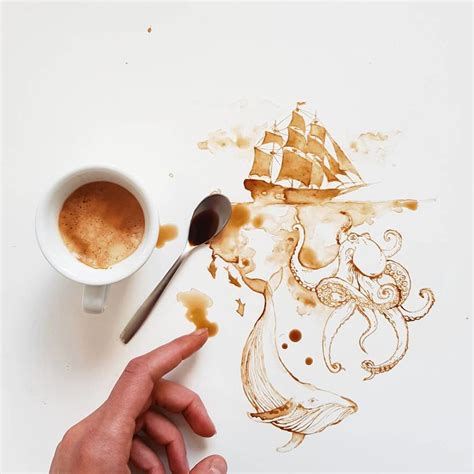 Amazing Spilled Coffee Art