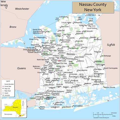 Map of Nassau County, New York - Where is Located, Cities, Population ...