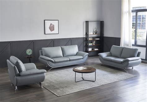 V-Dallas Modern Leather Sofa Set (Grey) – matisseco