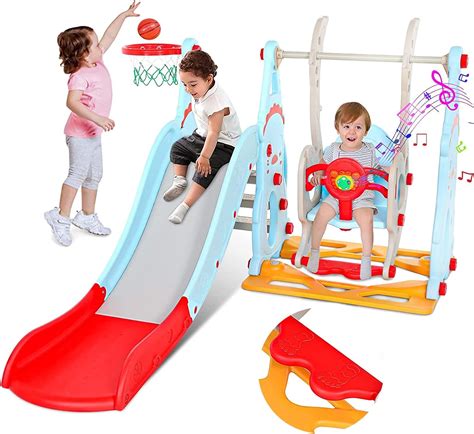 Amazon.com: Naice Toddler Slide and Swing Set, 4 in 1 Kids Indoor Slide ...