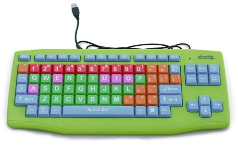 Plugable USB Kids Computer Keyboard with Extra-Large Color-Coded Keys ...