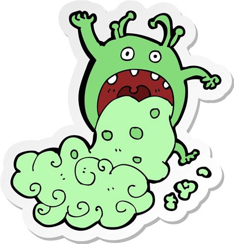 sticker of a cartoon gross monster being sick 8674965 Vector Art at ...