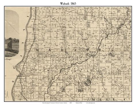 Wabash, Indiana 1865 Old Town Map Custom Print - Fountain Co. - OLD MAPS