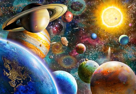 Planets in Space Wallpaper | Wallsauce US | Алмазная вышивка, Планеты ...