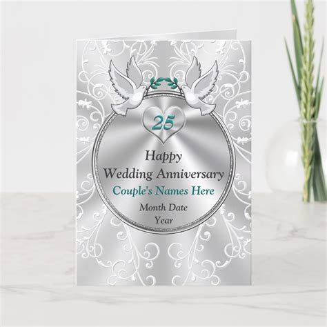 Gorgeous Personalised Happy 25th Anniversary Cards | Zazzle