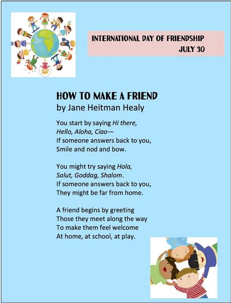 Short Poems About Friendship For Kids