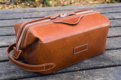 100% Handmade Leather Travel Dopp Kit - Brown - Galen Leather