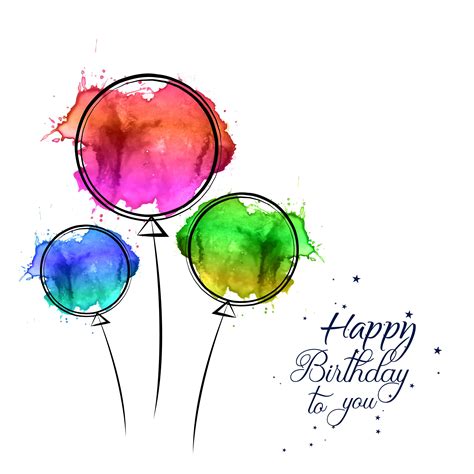 Happy Birthday Card with watercolor hand drawn balloons design | Happy ...