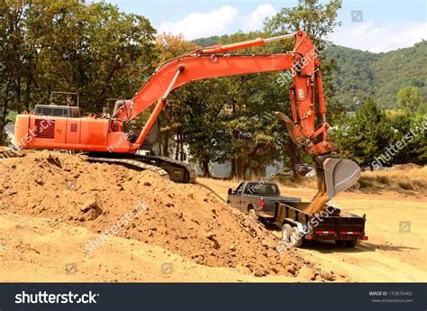 Excavator Track Hoe Loads Small Dump Stock Photo 153676460 | Shutterstock