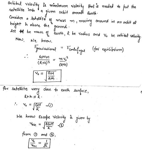 Define the term orbital velocity establish a relation the orbital ...