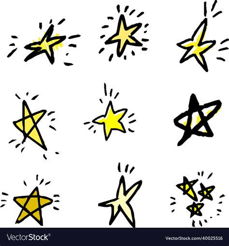 Doodle of a shining star drawn by a child set Vector Image