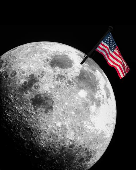 Flag On The Moon Photograph by Semmick Photo