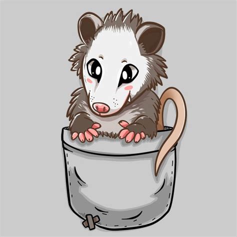 Pocket Cute Opossum | Cartoon drawings, Cute drawings, Opossum