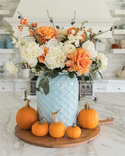 Fall Table Centerpieces Blue And Orange