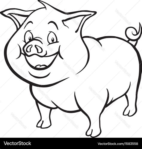 Black and white cartoon pig Royalty Free Vector Image