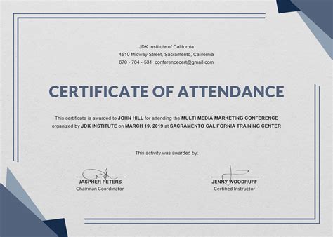 Free Conference Attendance Certificate Template in Adobe Photoshop ...