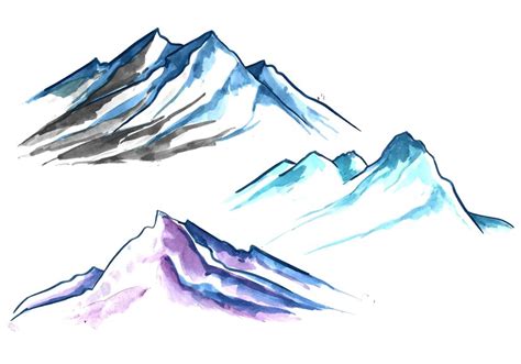 Free Vector | Hand draw landscape colorful mountain watercolor set design