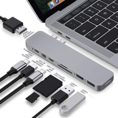 HyperDrive Mac USB C Hub Adapter, Sanho USB Type C Multi-port Hub ...