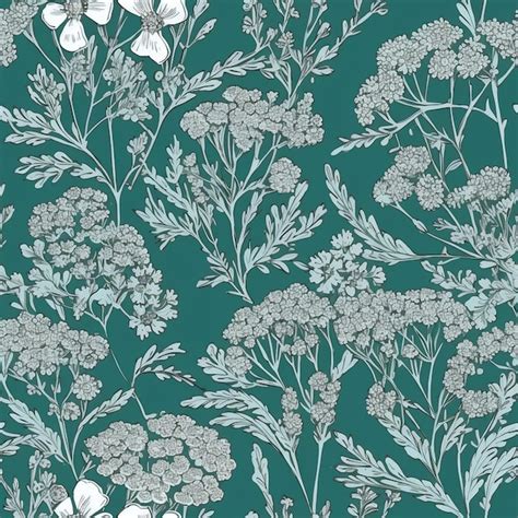 Premium AI Image | A seamless pattern of white flowers on a teal ...