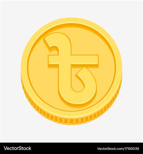 Bangladeshi taka symbol on gold coin Royalty Free Vector