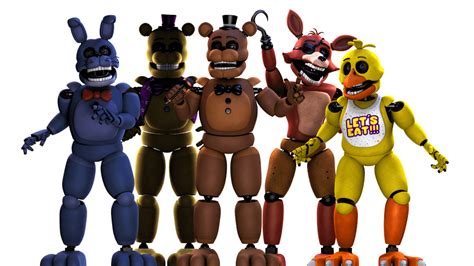 Stylized withered animatronics