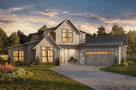 Pendleton House Plan | Modern 2 Story Farmhouse Plans with Garage