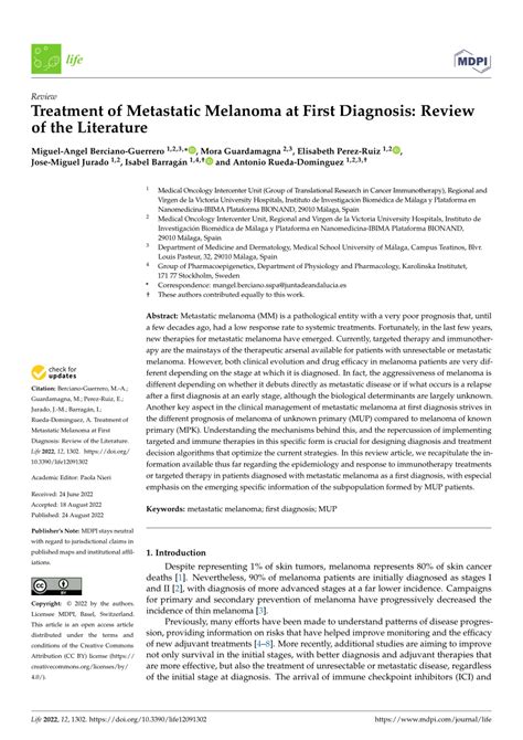 (PDF) Treatment of Metastatic Melanoma at First Diagnosis: Review of ...