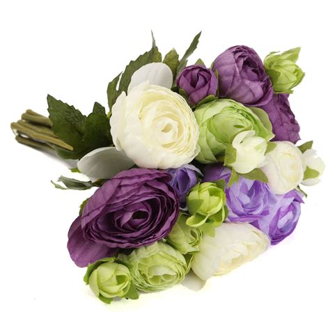 10 Heads Artificial Silk Flower Camellia Wedding Bouquet Party Home ...