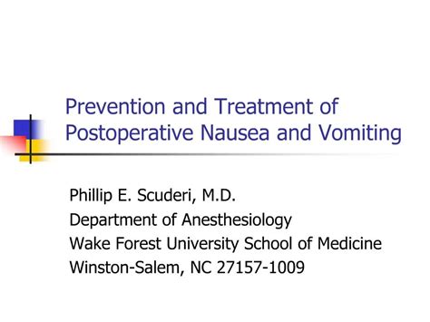 PPT - Prevention and Treatment of Postoperative Nausea and Vomiting ...