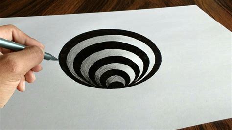 Very Easy!! 3D Trick Art How to Draw a Round Hole on Paper