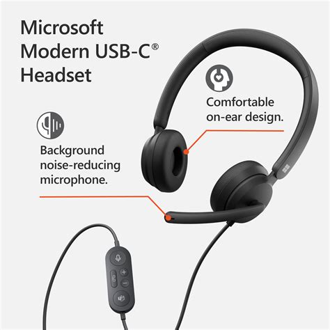 Microsoft Modern USB-C Headset - Headset - on-ear - wired - USB-C ...