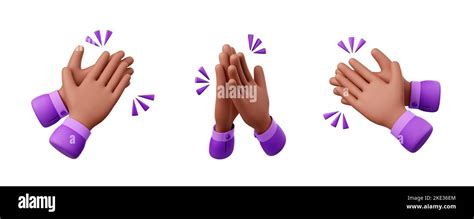 3D render hands clapping with sound effect illustration isolated on ...