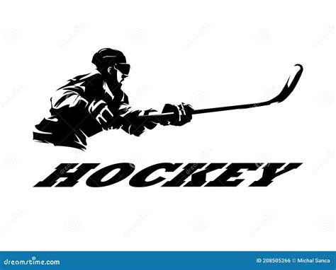 Ice Hockey Player Shooting Puck, Isolated Vector Silhouette. Ink ...