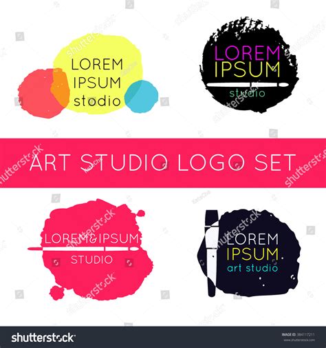 Vector Logos Set Art Studio Store Stock Vector (Royalty Free) 384117211 ...